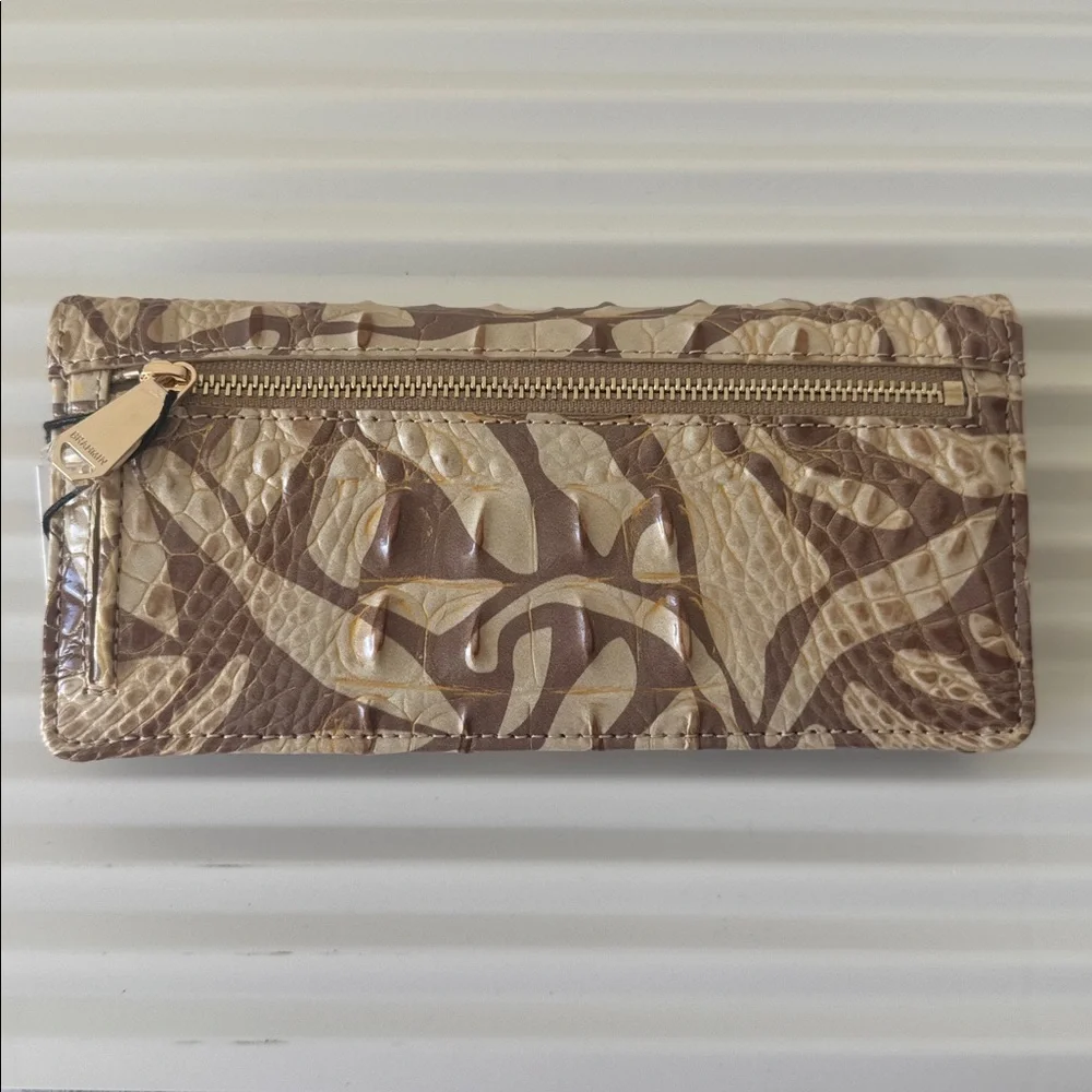 Brahmin Ady Wallet Stepping Stone Melbourne ID Genuine Leather Croc Embo Tan